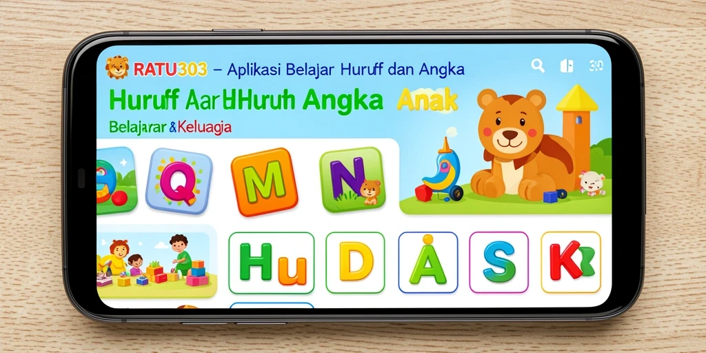 Antarmuka pengguna aplikasi Belajar Huruf dan Angka yang menarik.