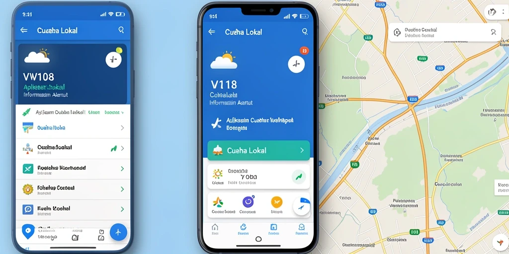 Antarmuka VW108 menampilkan informasi cuaca lokal yang jelas dan informatif.